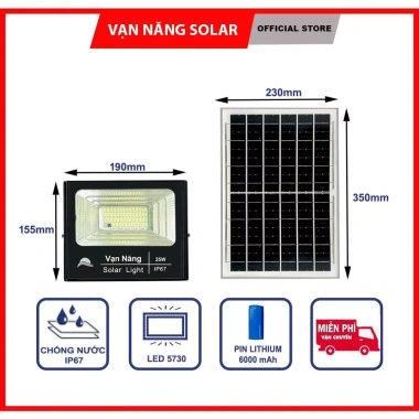 Đèn pha năng lượng mặt trời LED vỏ nhôm 25-200W, BH 2 năm - Giá ưu đãi 379.000₫