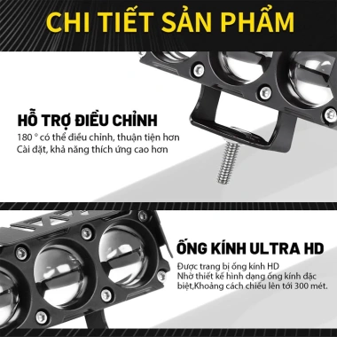 Đèn pha xe máy Vòng bi mini LED trắng vàng 12V/24V Giá chỉ 76.000đ 3