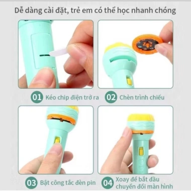 Đèn pin chiếu 80 hình cho bé - Đồ chơi sáng sáng, giá ưu đãi 25.582₫