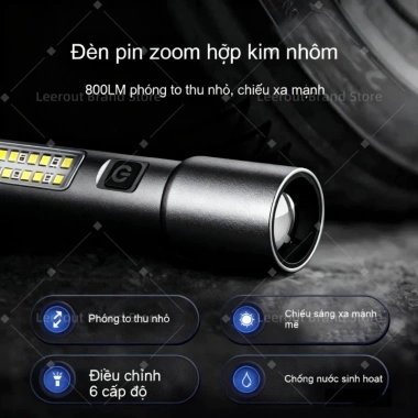 Đèn pin laser trắng LED đa năng nhập khẩu hợp kim nhôm sạc pin tiêu điểm kéo dài mini 129.999 VND 5