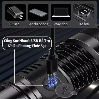 Đèn pin mini siêu sáng 5 chế độ, tầm xa, chống nước, sạc USB - Giá chỉ 184.000đ 4