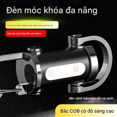 Đèn pin mini siêu sáng di động, móc khóa sạc lại, lý tưởng cho leo núi và du lịch ngoài trời - giá 29.800 7