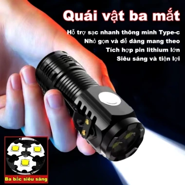 Đèn pin mini siêu sáng di động, móc khóa sạc lại, lý tưởng cho leo núi và du lịch ngoài trời - giá 29.800 9