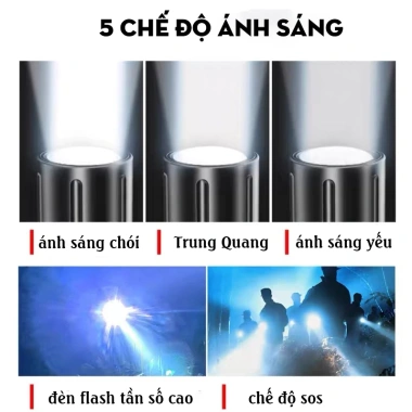 Đèn pin sạc xenon siêu sáng tầm xa đa năng - Dùng ngoài trời, tìm kiếm nhanh, 272k 7