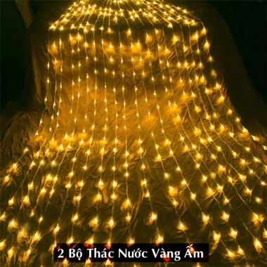 Đèn Rèm LED Trang Trí Hiệu Ứng Thác Đổ & Mưa Rơi, Nối Dài Đổi Màu Trắng Vàng Tím - 99.000