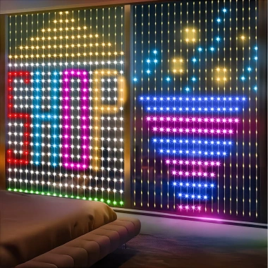 Đèn Rèm Thông Minh 400LED Bluetooth RGB Thay Đổi Âm Nhạc, Hiển Thị, Trang Trí Cửa Sổ Phòng Ngủ 3