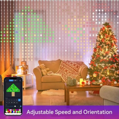 Đèn Rèm Thông Minh 400LED Bluetooth RGB Thay Đổi Âm Nhạc, Hiển Thị, Trang Trí Cửa Sổ Phòng Ngủ 4
