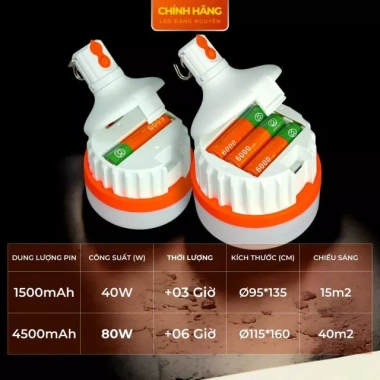 Đèn Sạc Tích Điện 40W Đặng Nguyễn - Ánh Sáng Trắng, Thiết Kế An Toàn, Tiện Lợi, Giá 139.000đ 3
