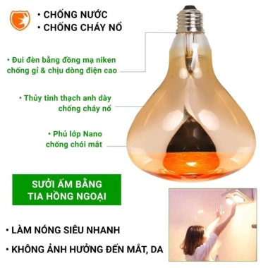 Đèn sưởi nhà tắm Chefman 825W ấm tức thì, không UV, không khô da, tiết kiệm điện, 269.000₫ 8