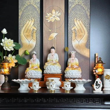 Đèn Thờ Hoa Sen Pha Lê Hình Cầu, Thân Hợp Kim Nâu, LED - Tuệ Nga, 1.050.000 VND