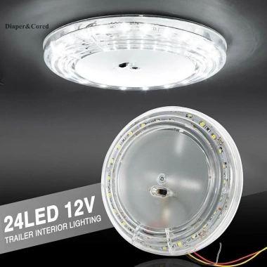 Đèn trần 12V 46 LED DIAPER & CORED - Đèn nội thất bật/tắt cho van, caravan, RV