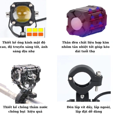 Đèn Trợ Sáng Bi Cầu Mini W2 4 chế độ mắt quỷ, 2 màu vàng trắng, demi đỏ, bảo hành 12 tháng, 60.900₫