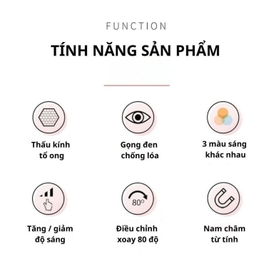 Đèn tường LED đa năng bảo vệ mắt 3 nhiệt độ màu, tùy chỉnh độ sáng, sạc lại, xoay 88 độ - 66.000 VND