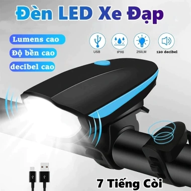Đèn xe đạp USB có còi, đèn pha LED chống nước, 5 chế độ sáng, giá chỉ 20.900đ