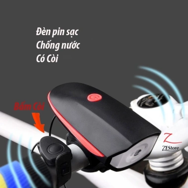 Đèn xe đạp USB có còi, đèn pha LED chống nước, 5 chế độ sáng, giá chỉ 20.900đ