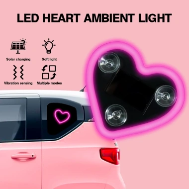 Đèn Xe Ô Tô Năng Lượng Mặt Trời Tam Giác 6 Chế Độ Trái Tim LED Trang Trí 2