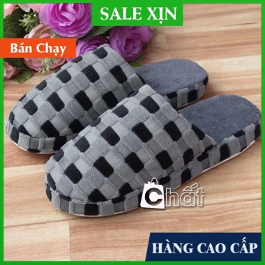 Dép Bông Mang Trong Nhà Caro - Đệm êm êm, chống trượt, giá chỉ 35.000 VND