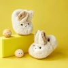 Dép bông thỏ CHEERFUL MARIO lông mịn giày gót phẳng da lộn thu đông trẻ em 7