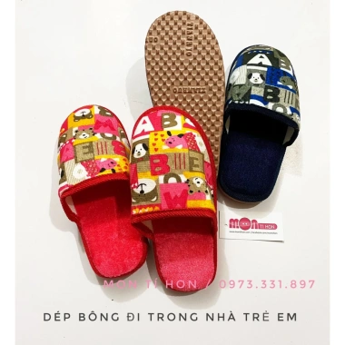 Dép bông trẻ em đi trong nhà, đế chống trượt, bền đẹp dày dặn, giảm còn 25.000