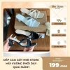 Dép Cao Gót Mũi Vuông 5cm Phối Dây Quai Mảnh Thanh Lịch, Đà Da PU Cao Cấp