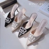 Dép cao gót nữ 7cm sục bít mũi đính đá lấp lánh, gót 6cm dễ đi - chỉ 187.620đ tại Phương Thảo Store 6