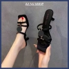 Dép cao gót nữ mũi vuông 2 quai ngang phối charm đính nơ - Thời trang công sở và tiệc, giảm còn 149.000₫ 4