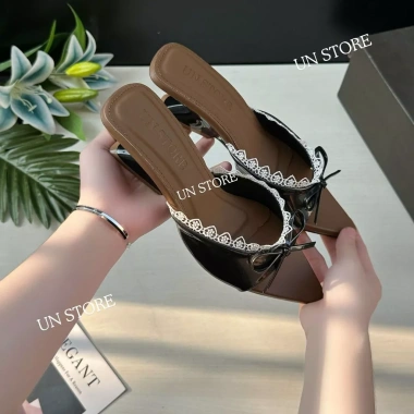 Dép cao gót quai ngang đính nơ 5 phân - Phong cách nàng thơ, mũi nhọn, giảm giá 20% chỉ 191.660₫ 7