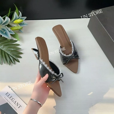 Dép cao gót quai ngang đính nơ 5 phân - Phong cách nàng thơ, mũi nhọn, giảm giá 20% chỉ 191.660₫ 8