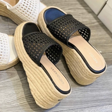 Dép Cói Nữ Đế Xuồng Cao 7cm Quai Lưới Mềm Êm - Form Đẹp Đi Chơi Đi Biển Siêu Xinh - Giá 279.000₫