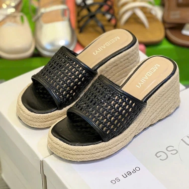 Dép Cói Nữ Đế Xuồng Cao 7cm Quai Lưới Mềm Êm - Form Đẹp Đi Chơi Đi Biển Siêu Xinh - Giá 279.000₫