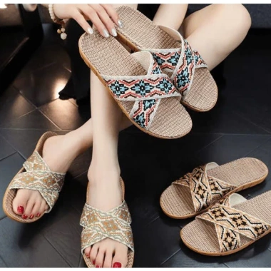 Dép cói vải siêu nhẹ trong nhà Luxury Thổ Cẩm cá tính 8 màu, đế chống trơn - 36.000₫