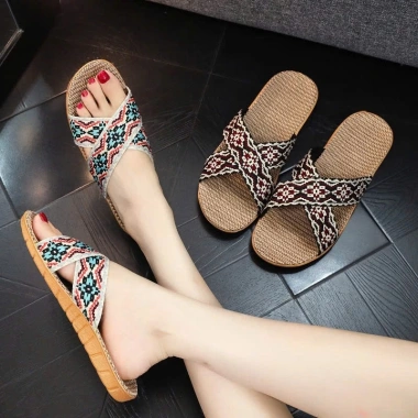 Dép cói vải siêu nhẹ trong nhà Luxury Thổ Cẩm cá tính 8 màu, đế chống trơn - 36.000₫