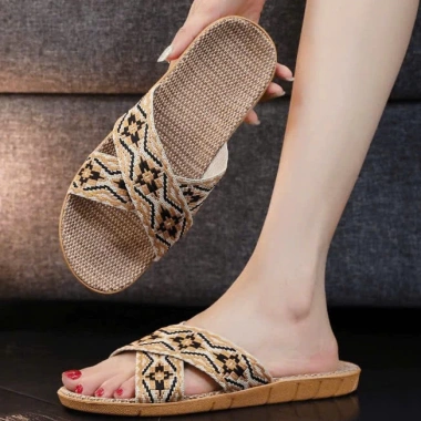 Dép cói vải siêu nhẹ trong nhà Luxury Thổ Cẩm cá tính 8 màu, đế chống trơn - 36.000₫