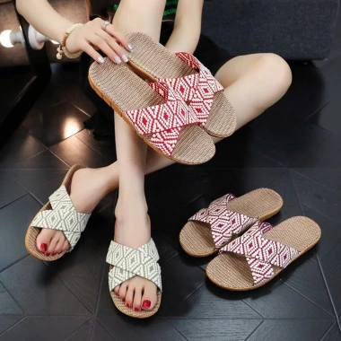 Dép cói vải siêu nhẹ trong nhà Luxury Thổ Cẩm cá tính 8 màu, đế chống trơn - 36.000₫