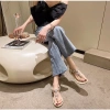 Dép đế bằng nữ Bohemian plus size 36-42, kim cương giả, xỏ ngón xương cá du lịch 5