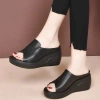 Dép đế xuồng nữ da thật 7cm chống thấm nước - Tôn dáng sang chảnh, siêu êm chân 3