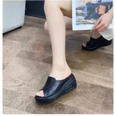 Dép đế xuồng nữ da thật 7cm chống thấm nước - Tôn dáng sang chảnh, siêu êm chân 7 Dép đế xuồng nữ da thật 7cm chống thấm nước - Tôn dáng sang chảnh, siêu êm chân 7