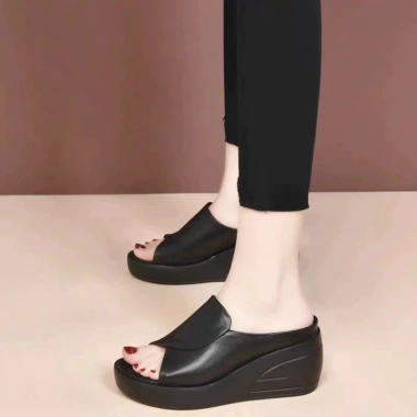 Dép Đế Xuồng Nữ Da Thật 7cm Chống Thấm, Tôn Dáng, Êm Chân – Size 35‑40 Giá 136.740₫