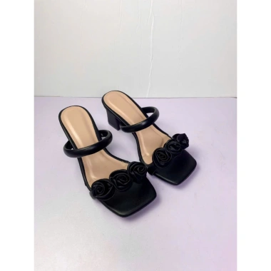 Dép gót 5 phân nữ hai quai ngang hoa da mờ vừa size tăng đầy chân 129.000 3