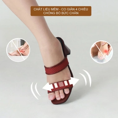 Dép Guốc Cao Gót 2 Quai Ngang Bản Nhỏ Mũi Vuông Đỏ - Thời Trang & Thoải Mái Tết 2.026 5