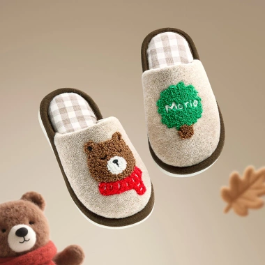 Dép Lông Thêu Bông Mario 6+ Gấu Thỏ Thời Trang Mùa Thu - Giá chỉ 186.900 VNĐ