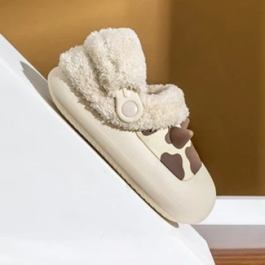 Dép Mario sục lông bò sữa trẻ em, cotton tháo rời, chống thấm nước, mùa đông bé gái & bé trai 3