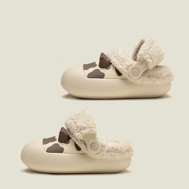 Dép Mario sục lông bò sữa trẻ em, cotton tháo rời, chống thấm nước, mùa đông bé gái & bé trai 5