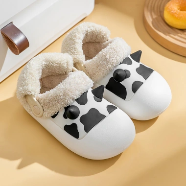 Dép Mario sục lông bò sữa trẻ em, cotton tháo rời, chống thấm nước, mùa đông bé gái & bé trai 10