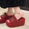 Dép Nữ Tăng Chiều Cao 7cm Phong Cách Mới - Cotton Ấm Đế Dày Chống Trơn Trượt Lông 5