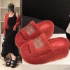Dép Nữ Tăng Chiều Cao 7cm Phong Cách Mới - Cotton Ấm Đế Dày Chống Trơn Trượt Lông 9
