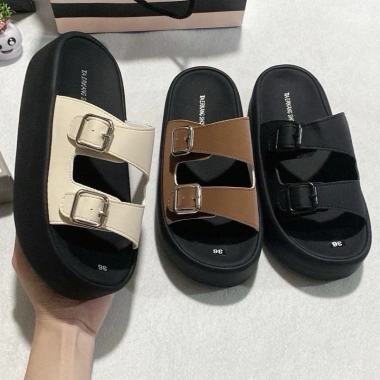 Dép Nữ Thời Trang cao 5cm quai Ngang, khóa Vuông da mềm, đế cao su êm nhẹ, không trơn trượt - 175k
