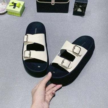 Dép Nữ Thời Trang cao 5cm quai Ngang, khóa Vuông da mềm, đế cao su êm nhẹ, không trơn trượt - 175k