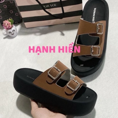 Dép Nữ Thời Trang cao 5cm quai Ngang, khóa Vuông da mềm, đế cao su êm nhẹ, không trơn trượt - 175k