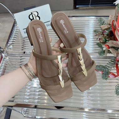 Dép nữ thời trang mũi vuông da mềm cao 2cm 2P/4P 4cm - Bánh Bèo Depmuiten - Giá 204.000 VND